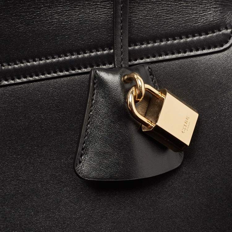Pre Owned Celine Black Leather Medium Classique 16 Top Handle Bag