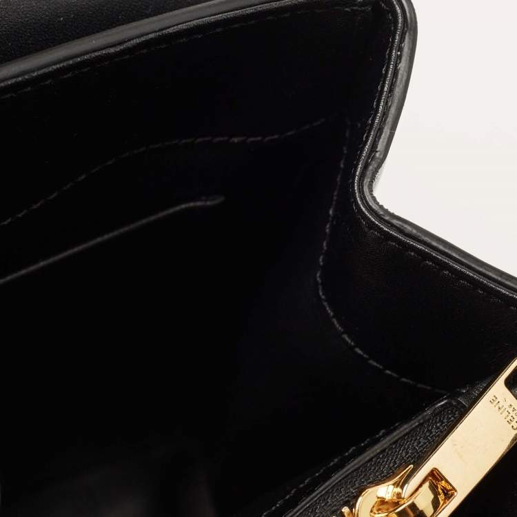 Pre Owned Celine Black Leather Medium Classique 16 Top Handle Bag