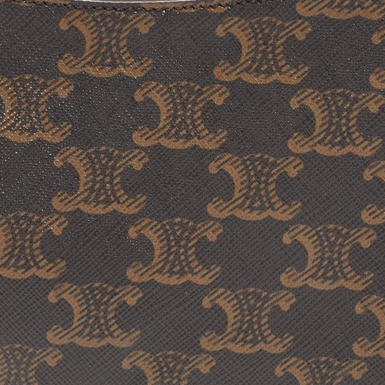 Pre Owned Celine Dark Brown Triomphe Coated Canvas and Leather Ava Hobo