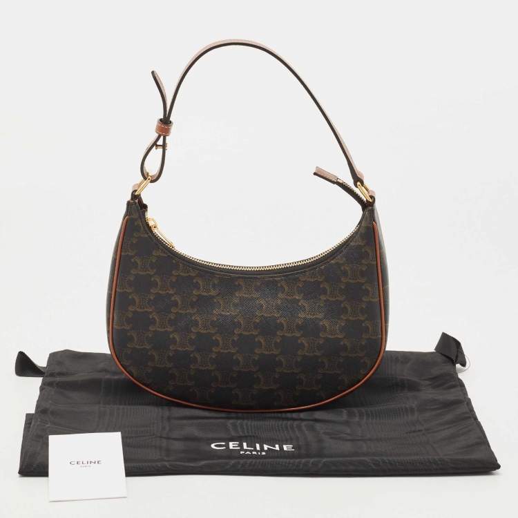 Pre Owned Celine Dark Brown Triomphe Coated Canvas and Leather Ava Hobo