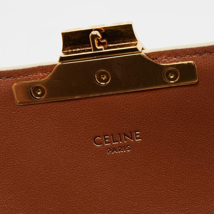 Pre Owned Celine Off-White Triomphe Canvas Claude Shoulder Bag