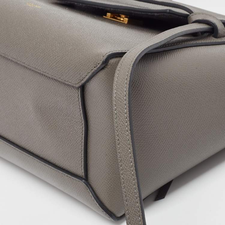 Pre Owned Celine Grey Leather Micro Belt Top Handle Bag