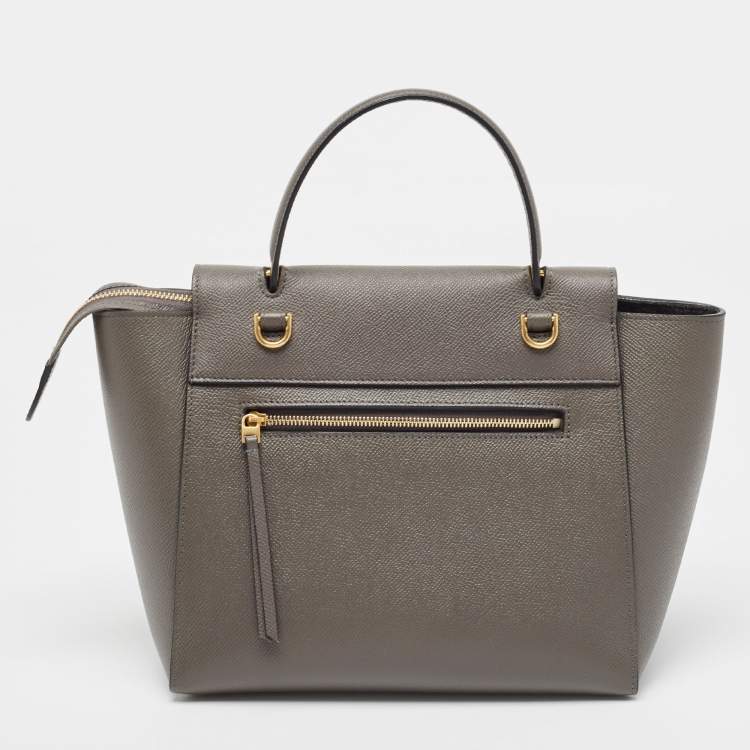 Pre Owned Celine Grey Leather Micro Belt Top Handle Bag