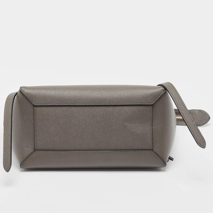 Pre Owned Celine Grey Leather Micro Belt Top Handle Bag