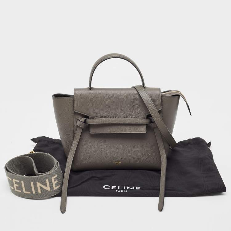 Pre Owned Celine Grey Leather Micro Belt Top Handle Bag