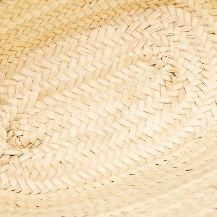 Pre Owned Celine Beige/Brown Woven Raffia and Leather Triomphe Panier Bag