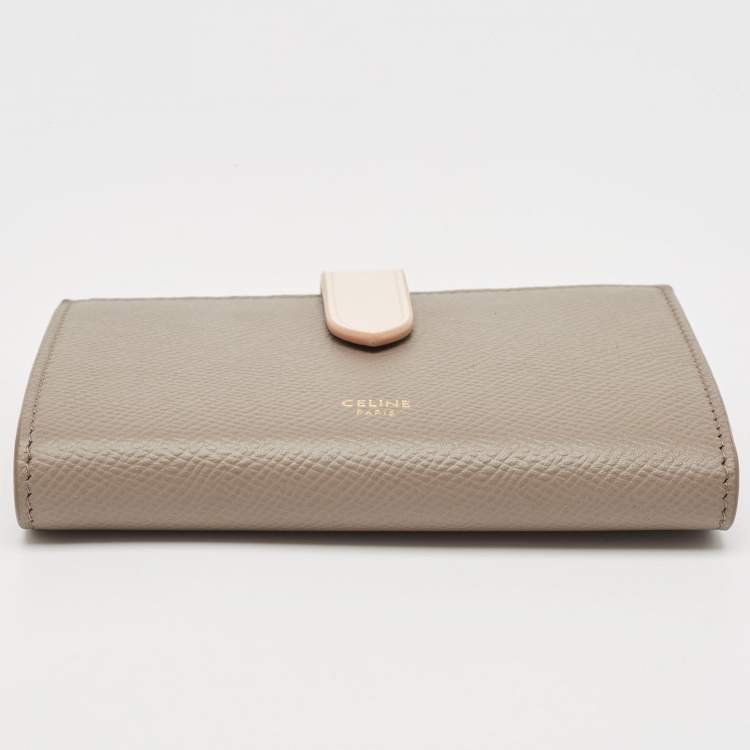 Pre Owned Celine Grey/Pink Leather Medium Compact Wallet
