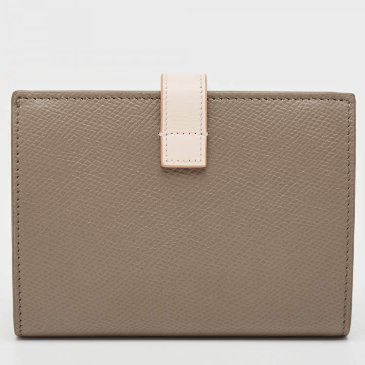 Pre Owned Celine Grey/Pink Leather Medium Compact Wallet