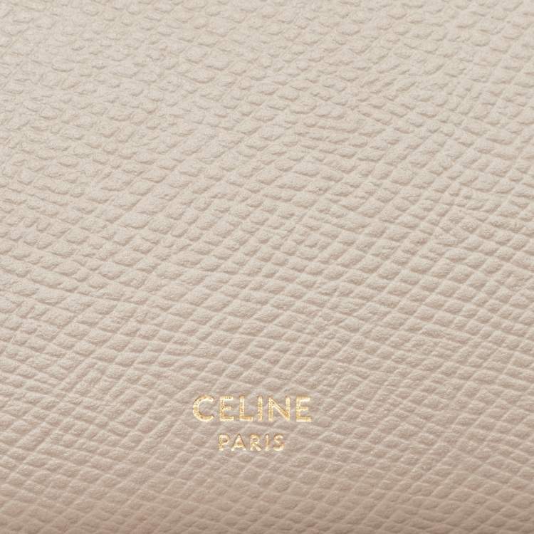Pre Owned Celine Grey/Pink Leather Medium Compact Wallet