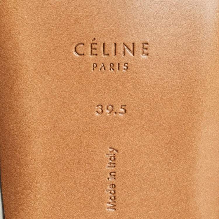 Pre Owned Celine Off-White Leather Eyelet Detail Ballet Flats Size 39.5