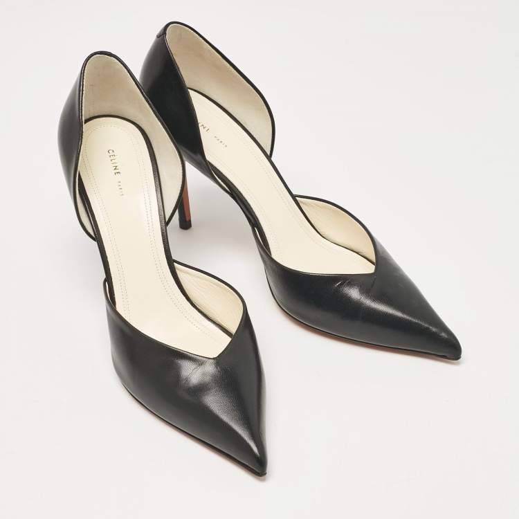Pre Owned Celine Black Leather D'orsay Pumps Size 38.5