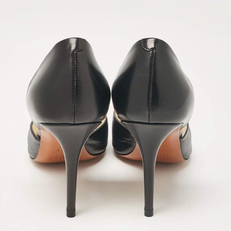 Pre Owned Celine Black Leather D'orsay Pumps Size 38.5