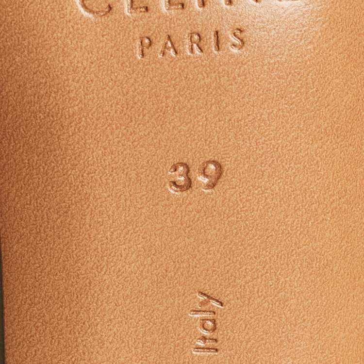 Pre Owned Celine Beige Leather V Neck Pumps Size 39