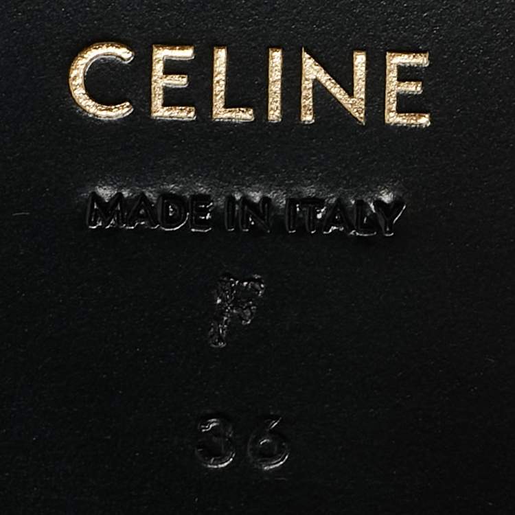 Pre Owned Celine Black Leather Studded Ankle Wrap Flat Sandals Size 36