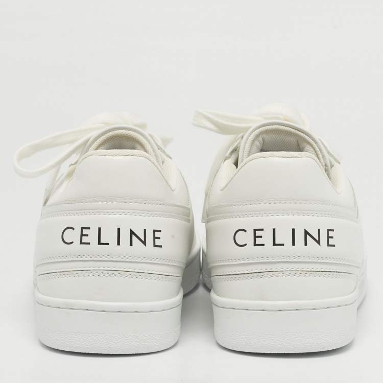 Pre Owned Celine White Leather Logo Low Top Sneakers Size 37