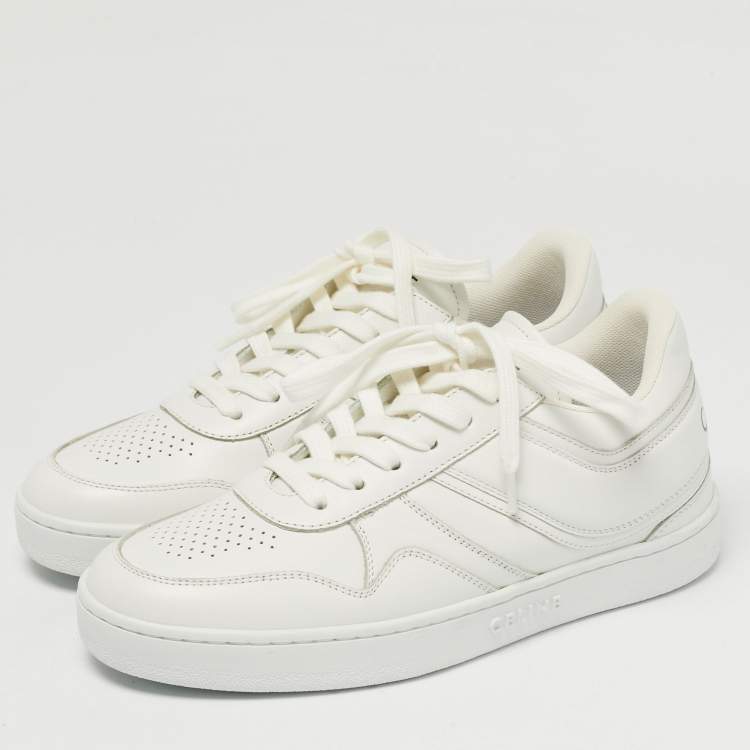 Pre Owned Celine White Leather Logo Low Top Sneakers Size 37
