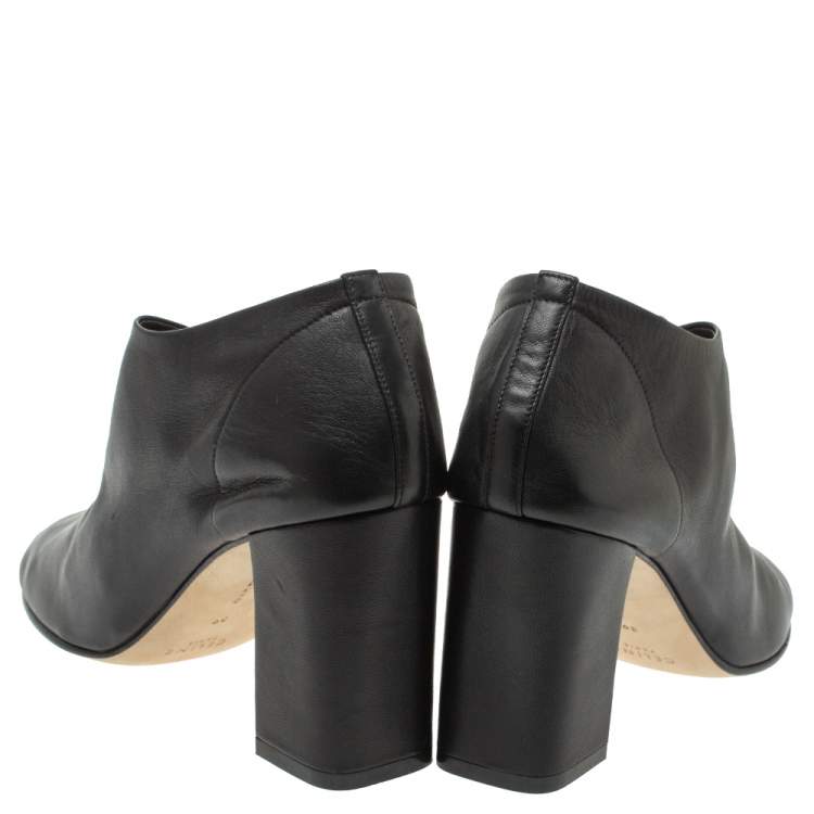 Pre Owned Celine Black Leather Lace Up Ankle Booties Size 39