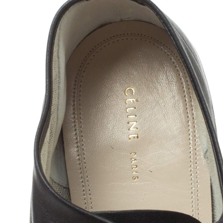 Pre Owned Celine Black Leather Lace Up Ankle Booties Size 39