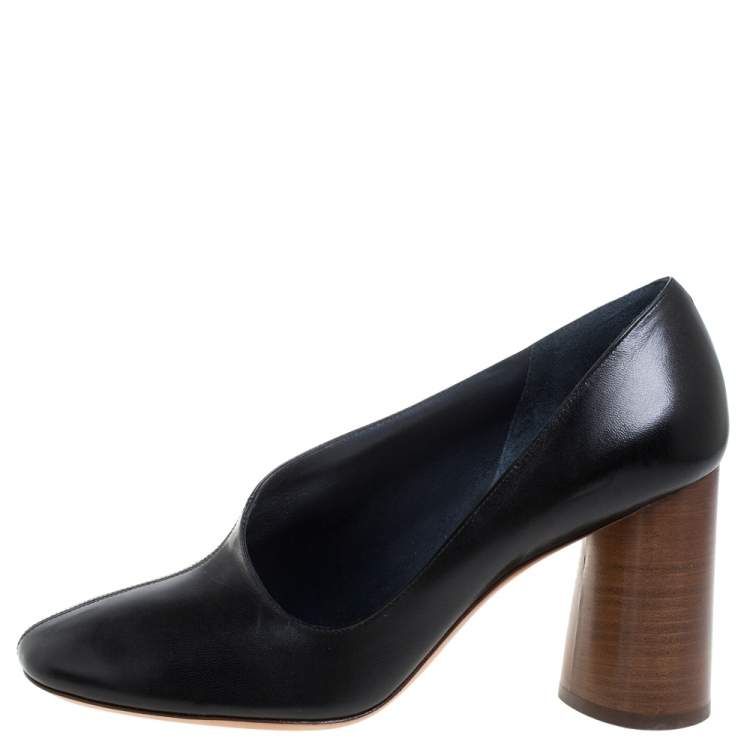 Leather block 2024 heel pumps