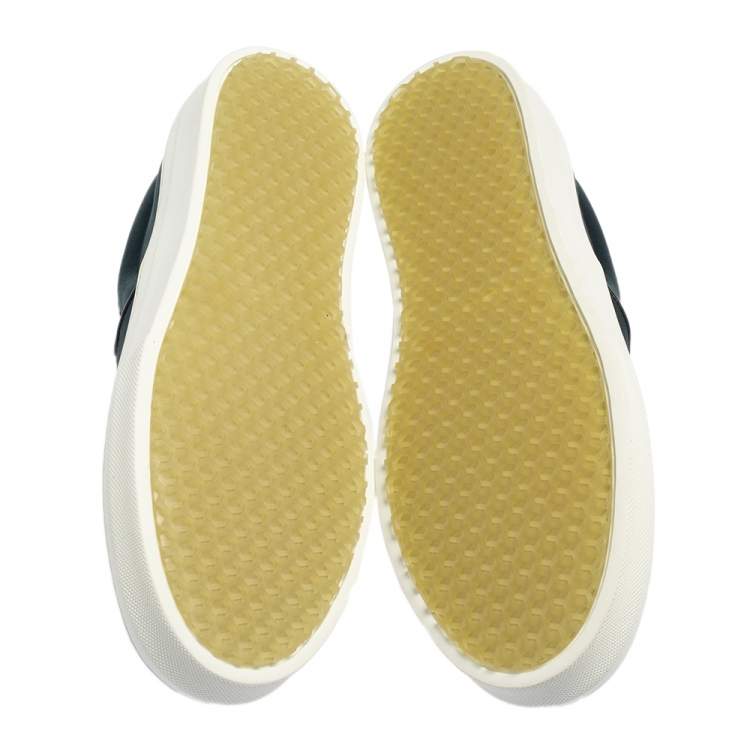 Pre Owned Celine Bottle Green Satin Slip On Sneakers Size 38