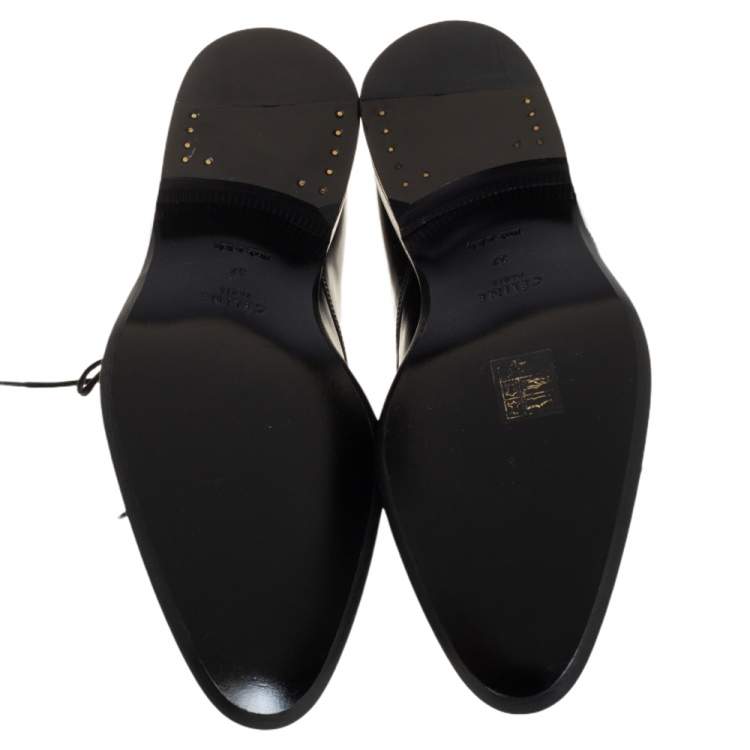 Pre Owned Celine Black Leather Lace Up  Derby Size 37