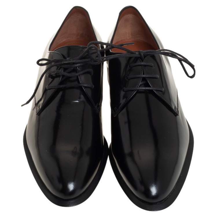 Pre Owned Celine Black Leather Lace Up  Derby Size 37