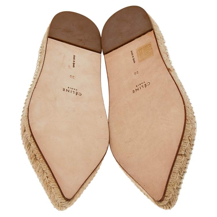 Pre Owned Celine White Leather Babouche Pointed Toe Espadrilles Size 38