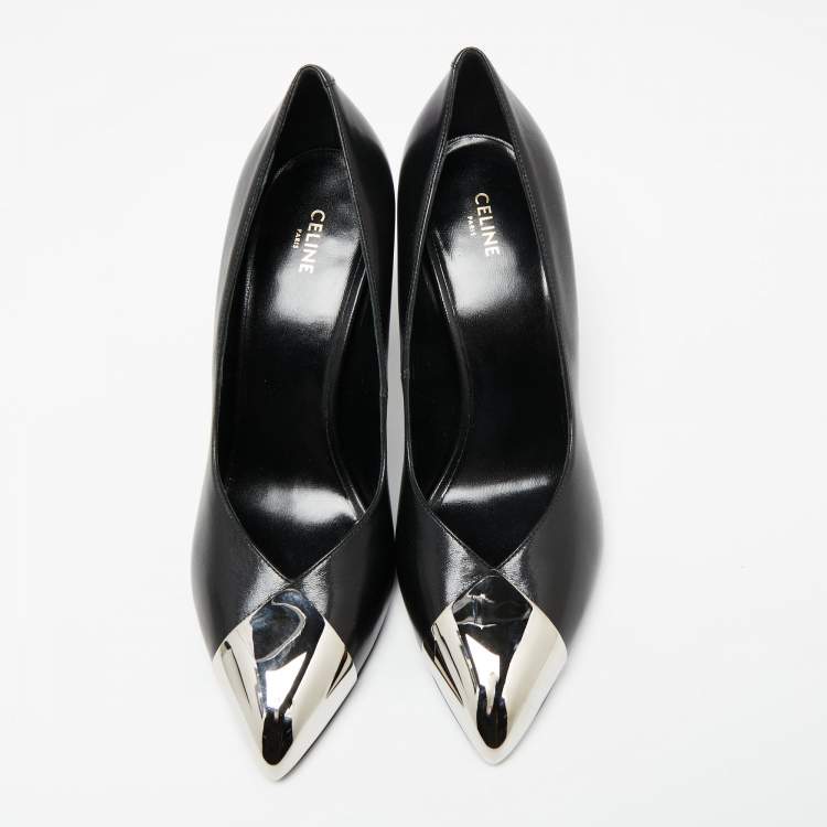 Pre Owned Celine Black Leather Pointed Toe Pumps Size 37