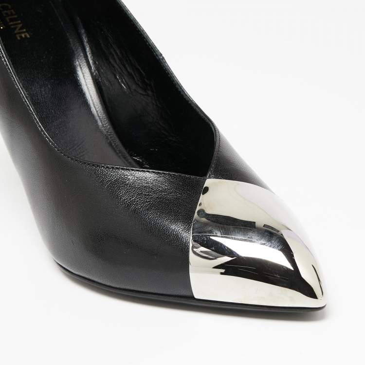 Pre Owned Celine Black Leather Pointed Toe Pumps Size 37