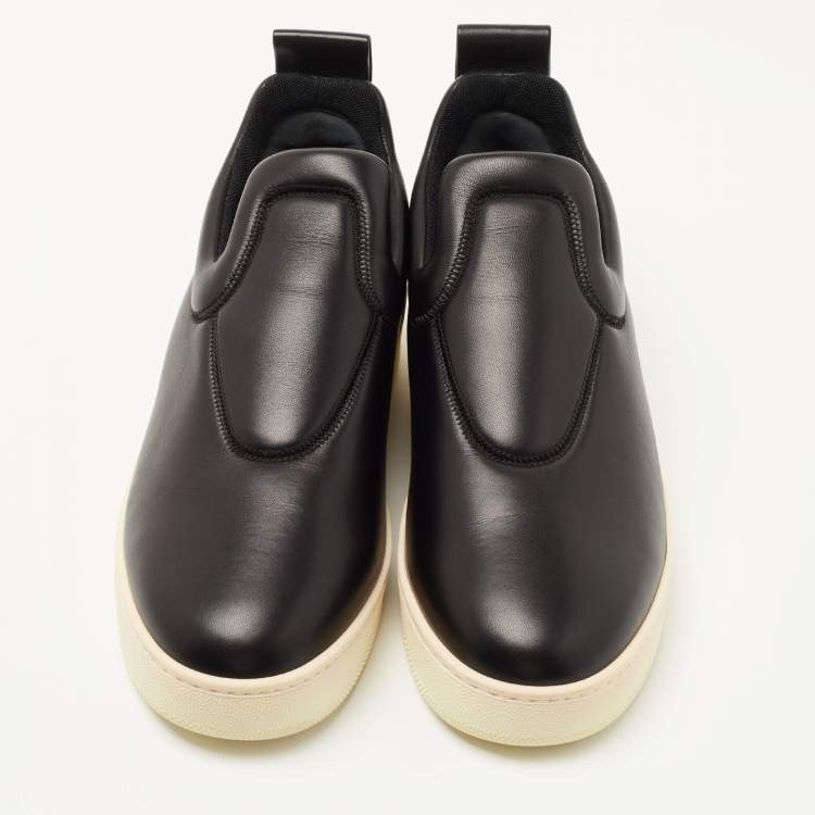 Pre Owned Celine Black Leather Slip On Sneakers Size 39