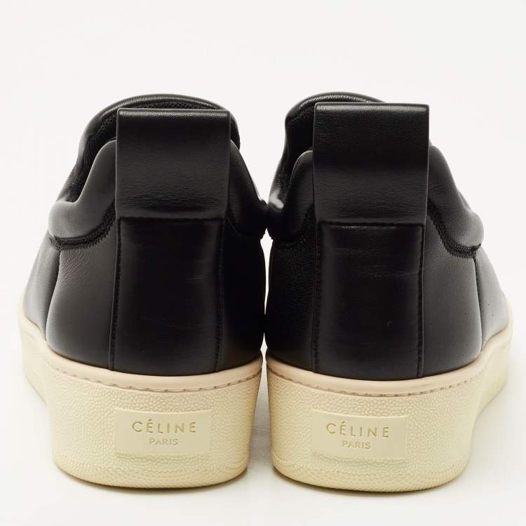 Pre Owned Celine Black Leather Slip On Sneakers Size 39