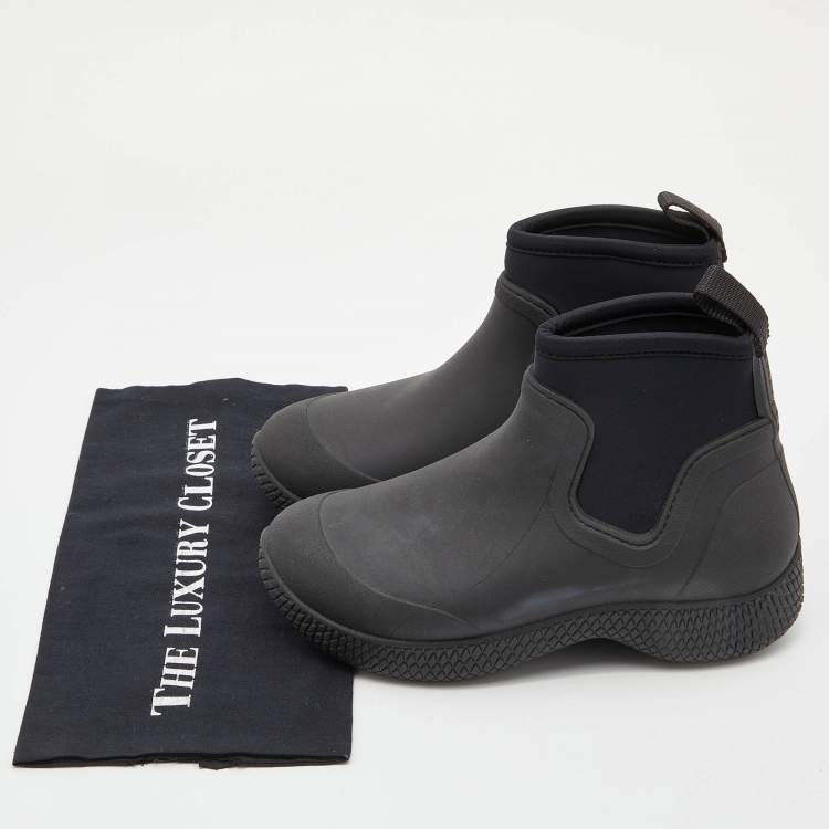 Pre Owned Celine Black Rubber and Neoprene Outdoor Ankle Boots Size 37