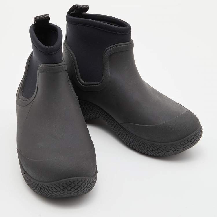 Pre Owned Celine Black Rubber and Neoprene Outdoor Ankle Boots Size 37