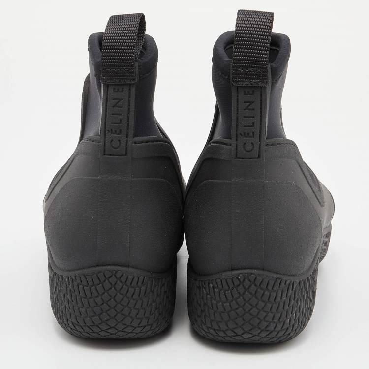 Pre Owned Celine Black Rubber and Neoprene Outdoor Ankle Boots Size 37