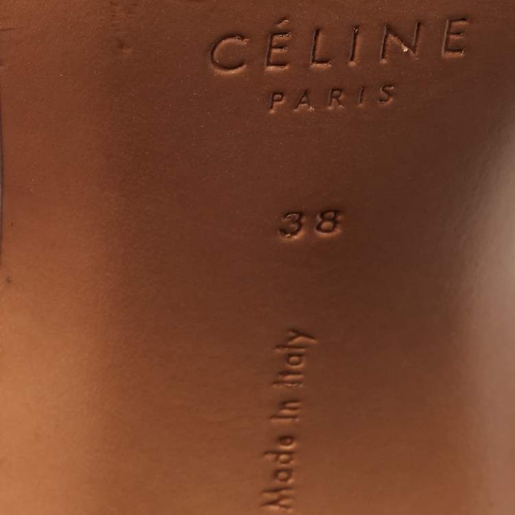 Pre Owned Céline White/Black Leather Slingback Pumps Size 38
