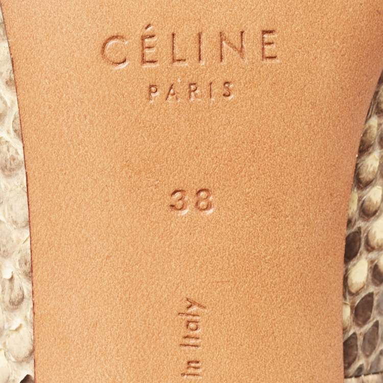 Pre Owned Celine Beige/Brown Python Leather Phoebe Philo Pumps Size 38