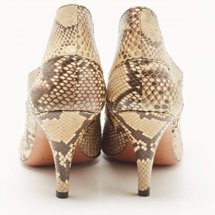Pre Owned Celine Beige/Brown Python Leather Phoebe Philo Pumps Size 38