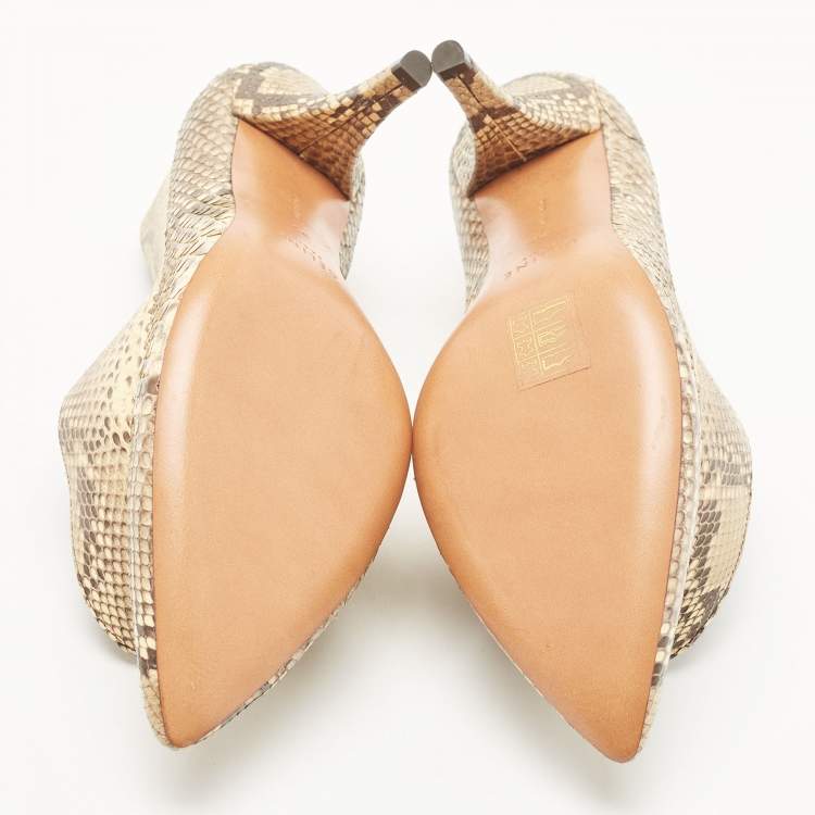 Pre Owned Celine Beige/Brown Python Leather Phoebe Philo Pumps Size 38