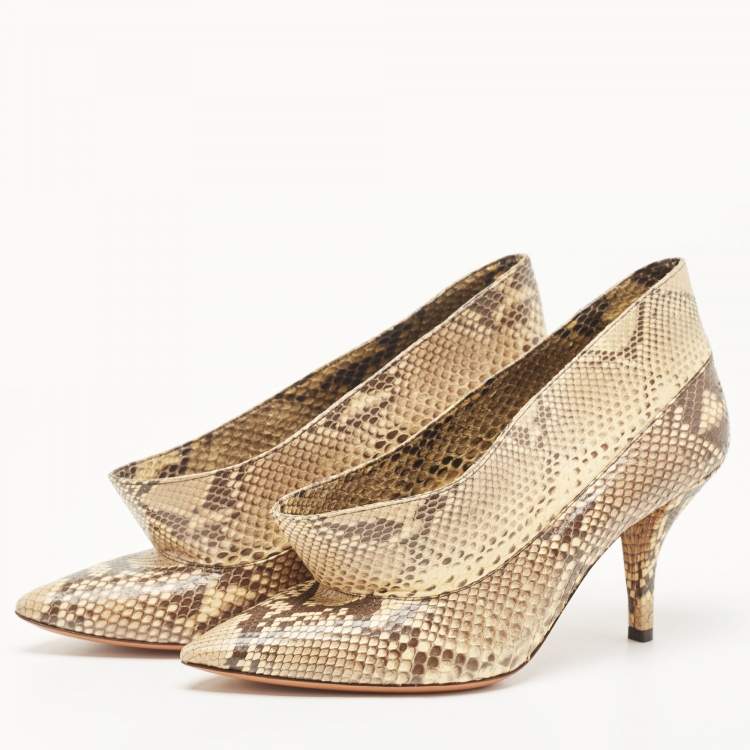 Celine Beige/Brown Python Leather Phoebe Philo Pumps Size 38