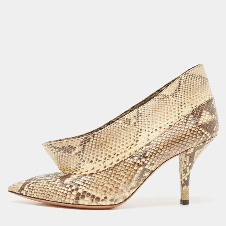 Pre Owned Celine Beige/Brown Python Leather Phoebe Philo Pumps Size 38