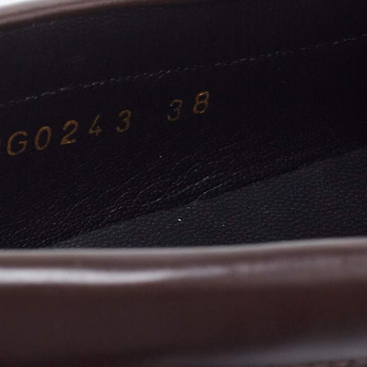 Pre Owned Celine Brown Leather Triomphe Frame Margaret Loafers Size 38