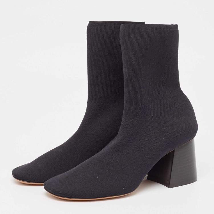 Pre Owned Celine Black Knit Fabric Ankle Boots Size 35