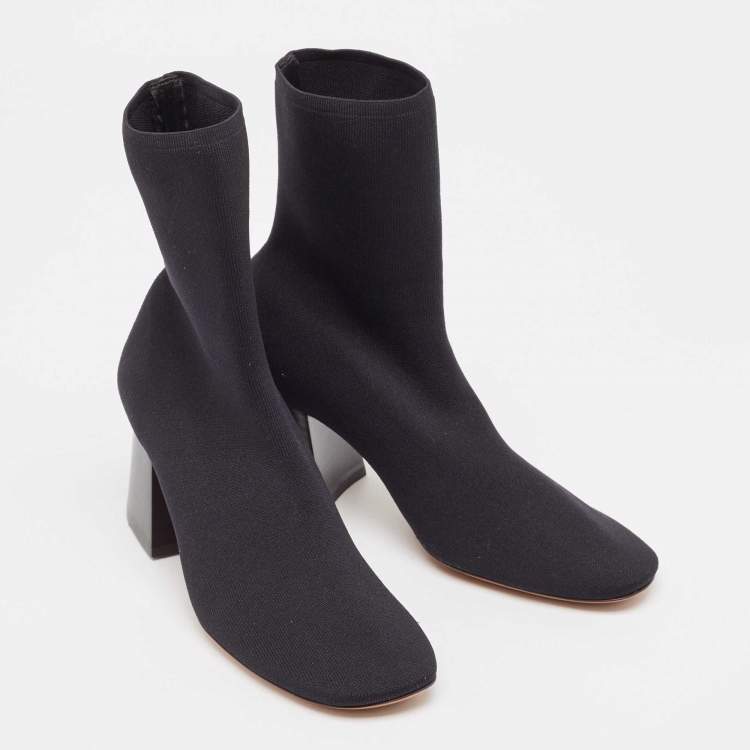 Pre Owned Celine Black Knit Fabric Ankle Boots Size 35