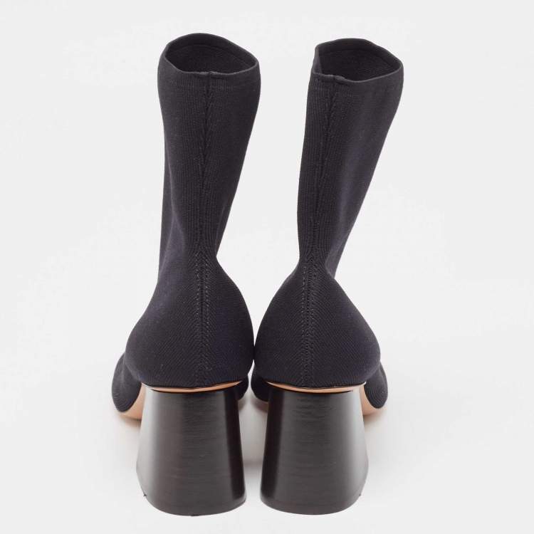 Pre Owned Celine Black Knit Fabric Ankle Boots Size 35