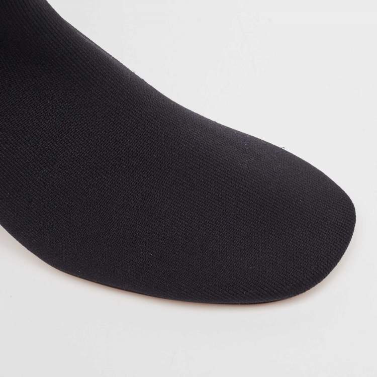 Pre Owned Celine Black Knit Fabric Ankle Boots Size 35