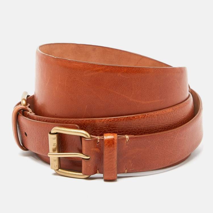 مملوكة مسبقًا Celine Tan Leather Wide Waist Belt M