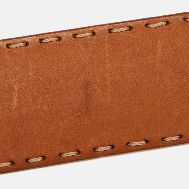مملوكة مسبقًا Celine Brown Leather Wide Buckle Belt M