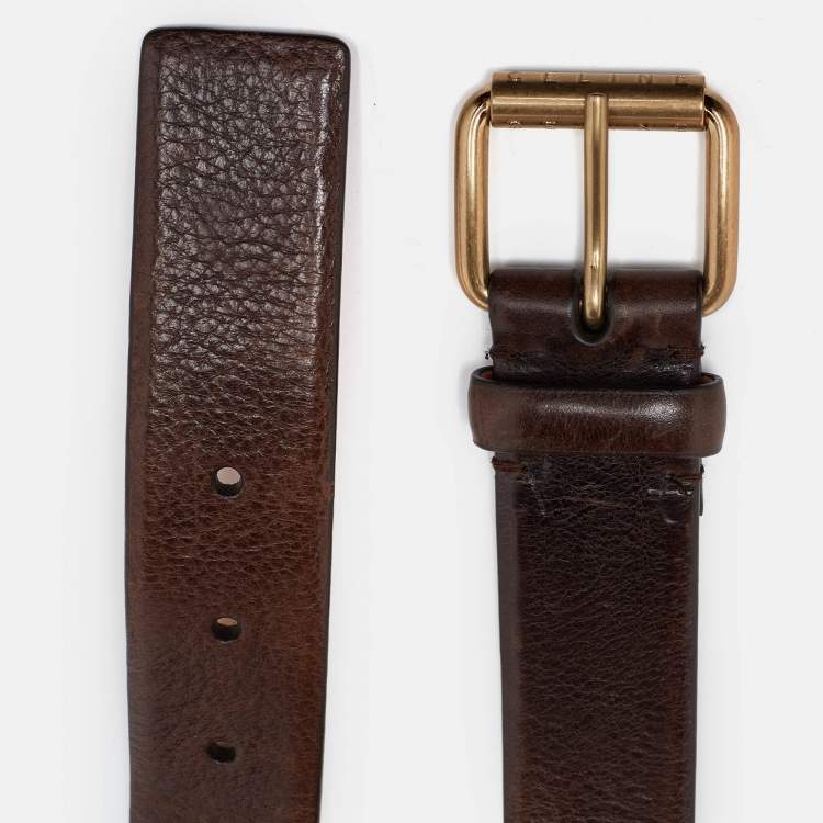 مملوكة مسبقًا Celine Brown Leather Buckle Waist Belt S