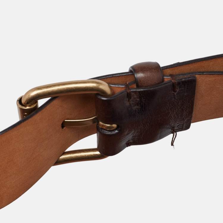 مملوكة مسبقًا Celine Brown Leather Buckle Waist Belt S