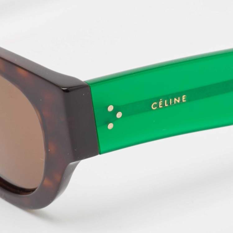 Pre Owned Celine Brown/Green SMU 04Z Square Sunglasses